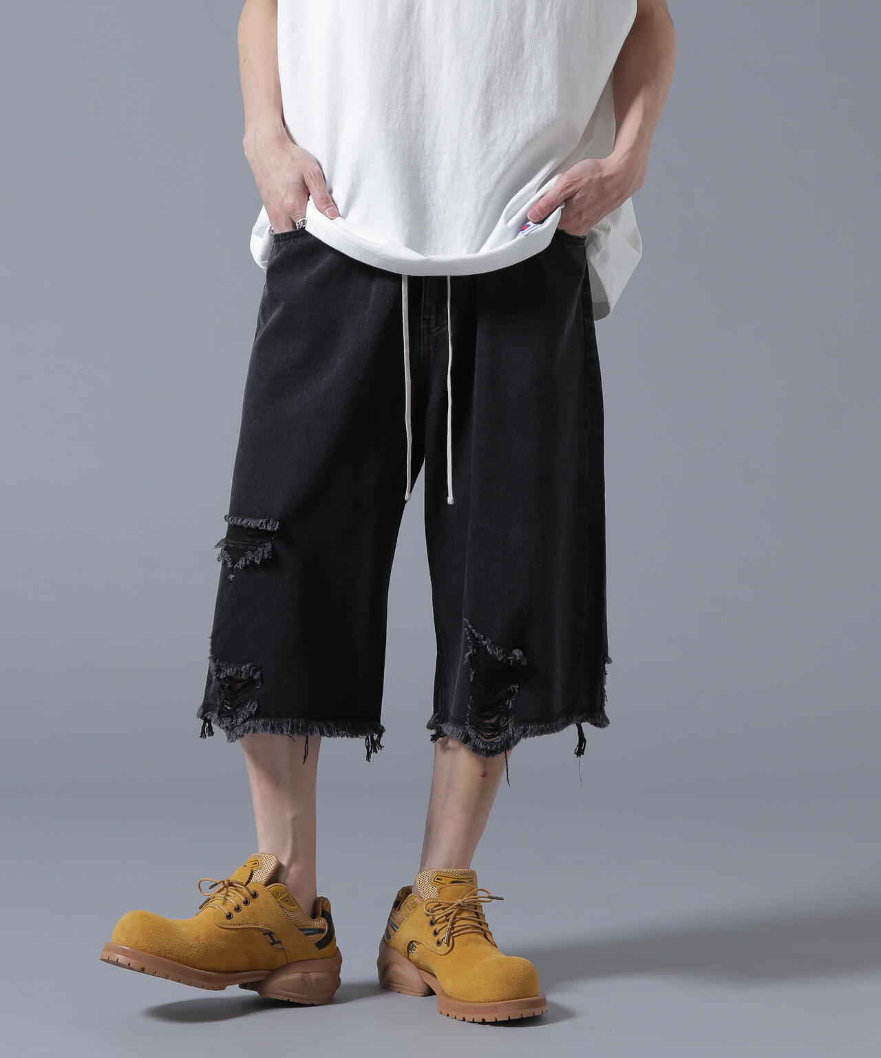 【WEB&DEPOT限定】DankeSchon/ダンケシェーン/DESTROY DENIM SHORTS