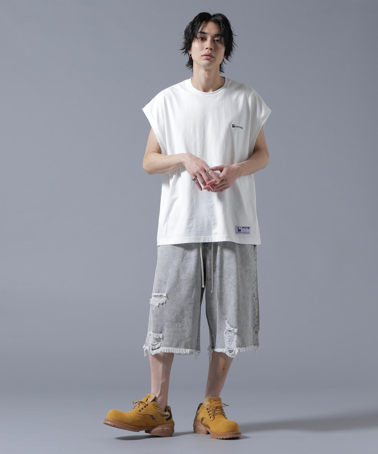 【WEB&DEPOT限定】DankeSchon/ダンケシェーン/DESTROY DENIM SHORTS