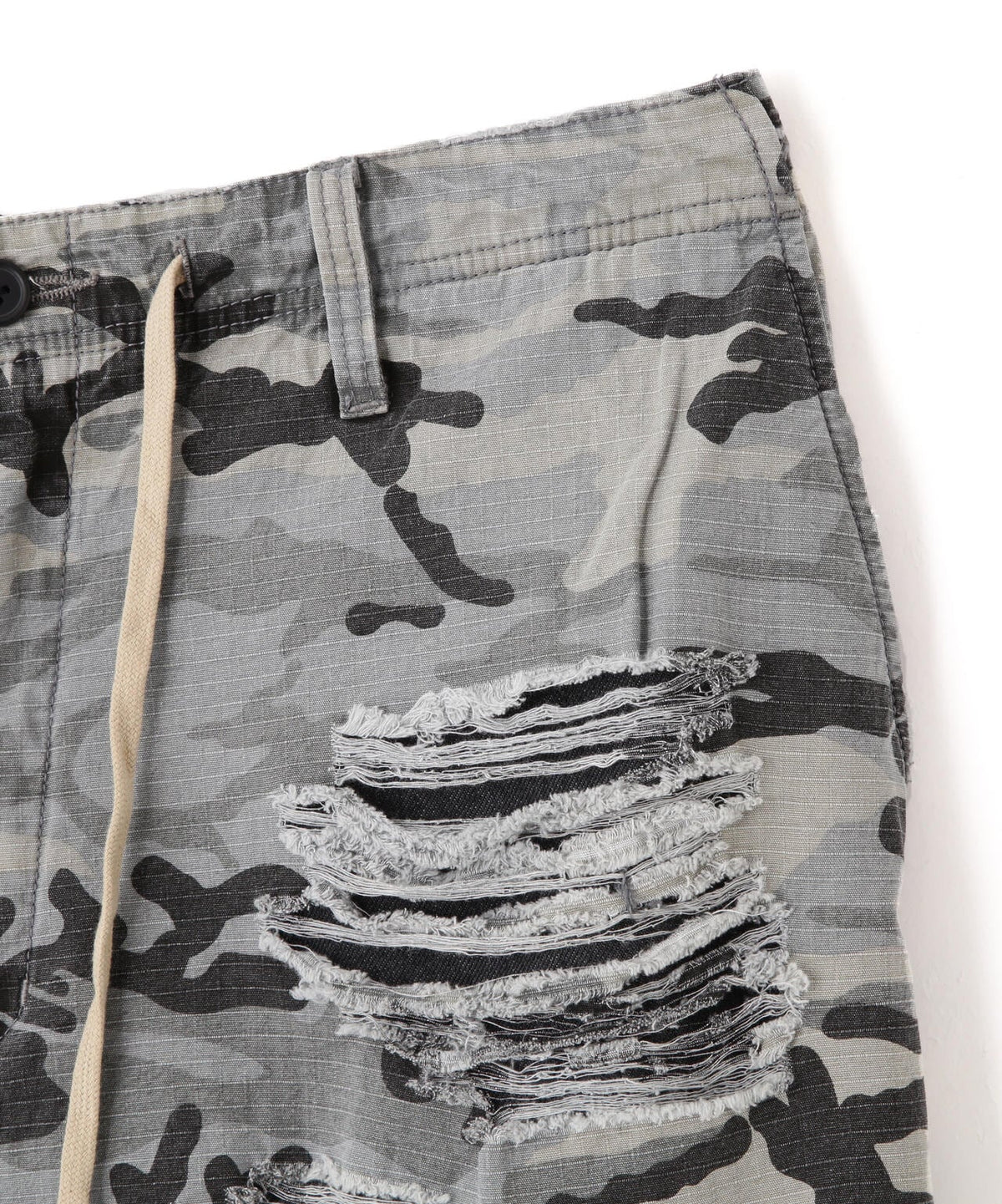 DankeSchon/ダンケシェーン/LAYER RIPSTOP CAMO & DENIM SHORTS