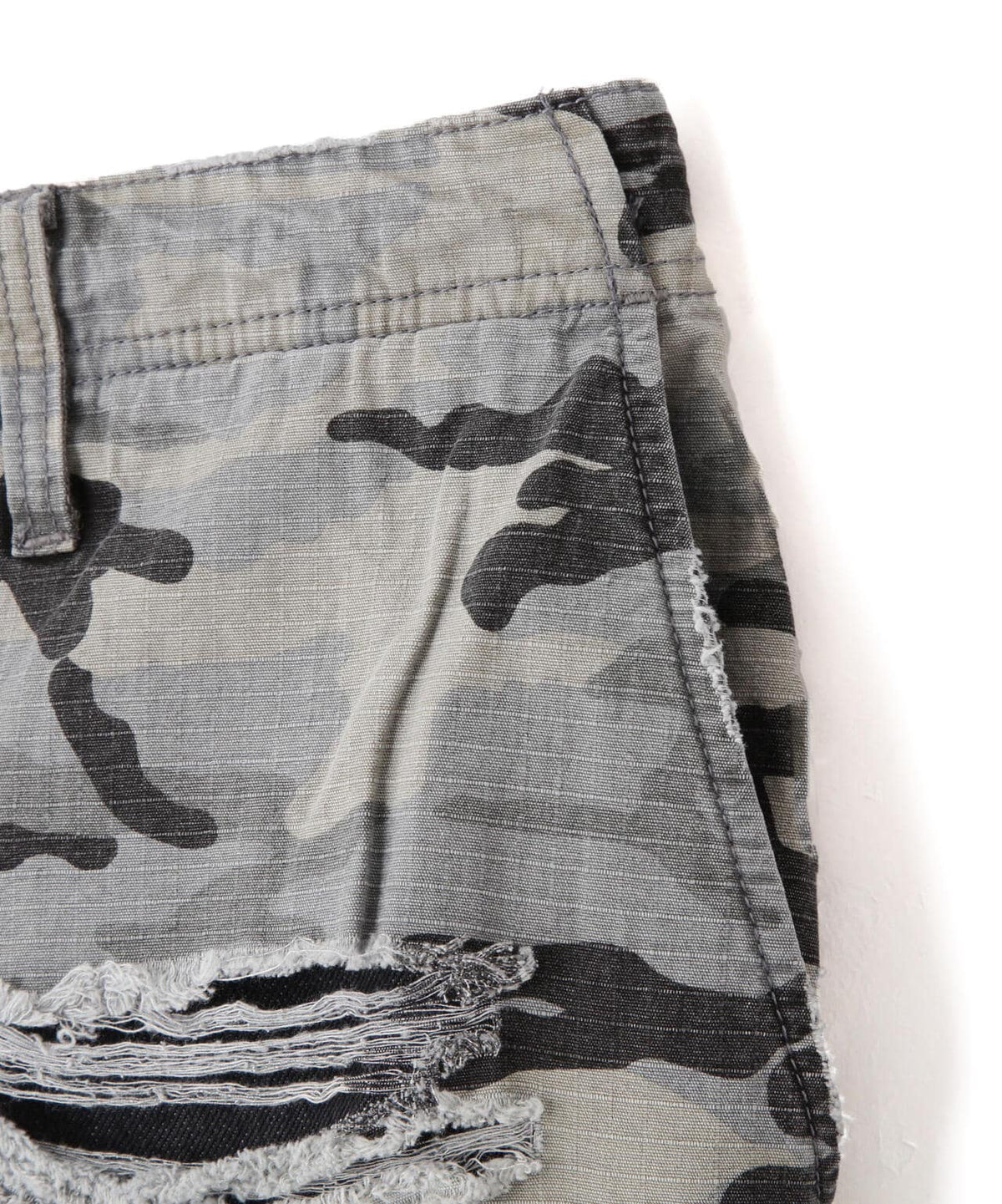 DankeSchon/ダンケシェーン/LAYER RIPSTOP CAMO & DENIM SHORTS