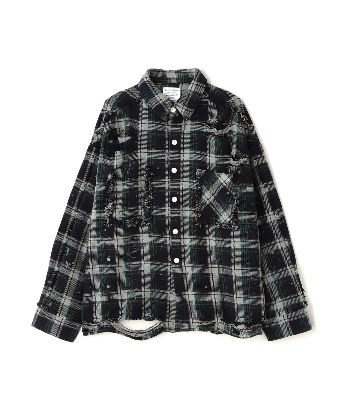 DankeSchon/ダンケシェーン/PIGMENT DAMAGE FLANNEL CHECK LONG SLEEVE SHIRTS
