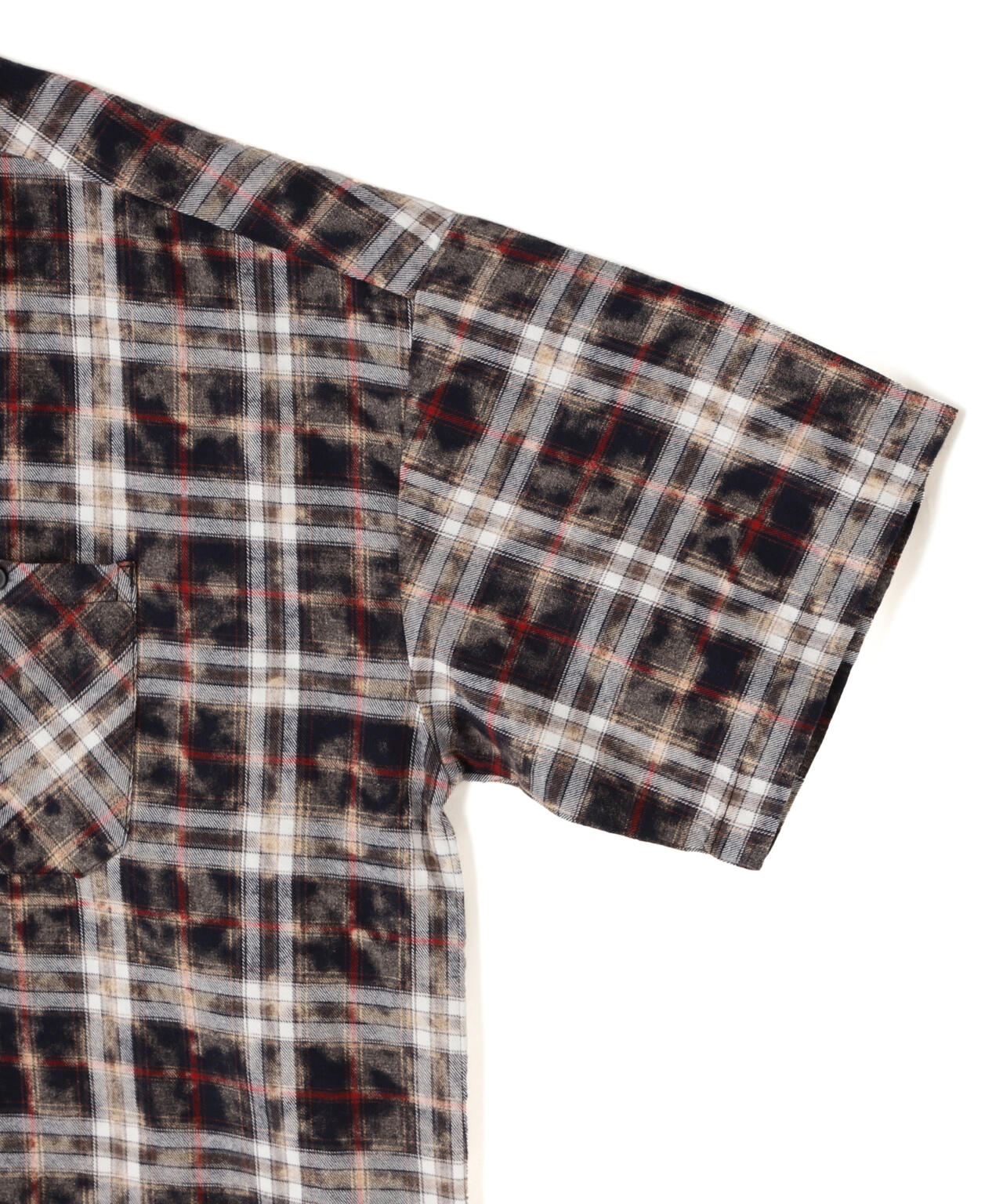 【WEB&DEPOT限定】DankeSchon/ダンケシェーン/BLEACH CHECK OPEN COLLER SHIRTS