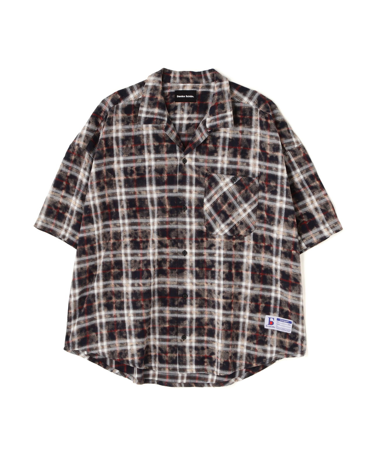 【WEB&DEPOT限定】DankeSchon/ダンケシェーン/BLEACH CHECK OPEN COLLER SHIRTS