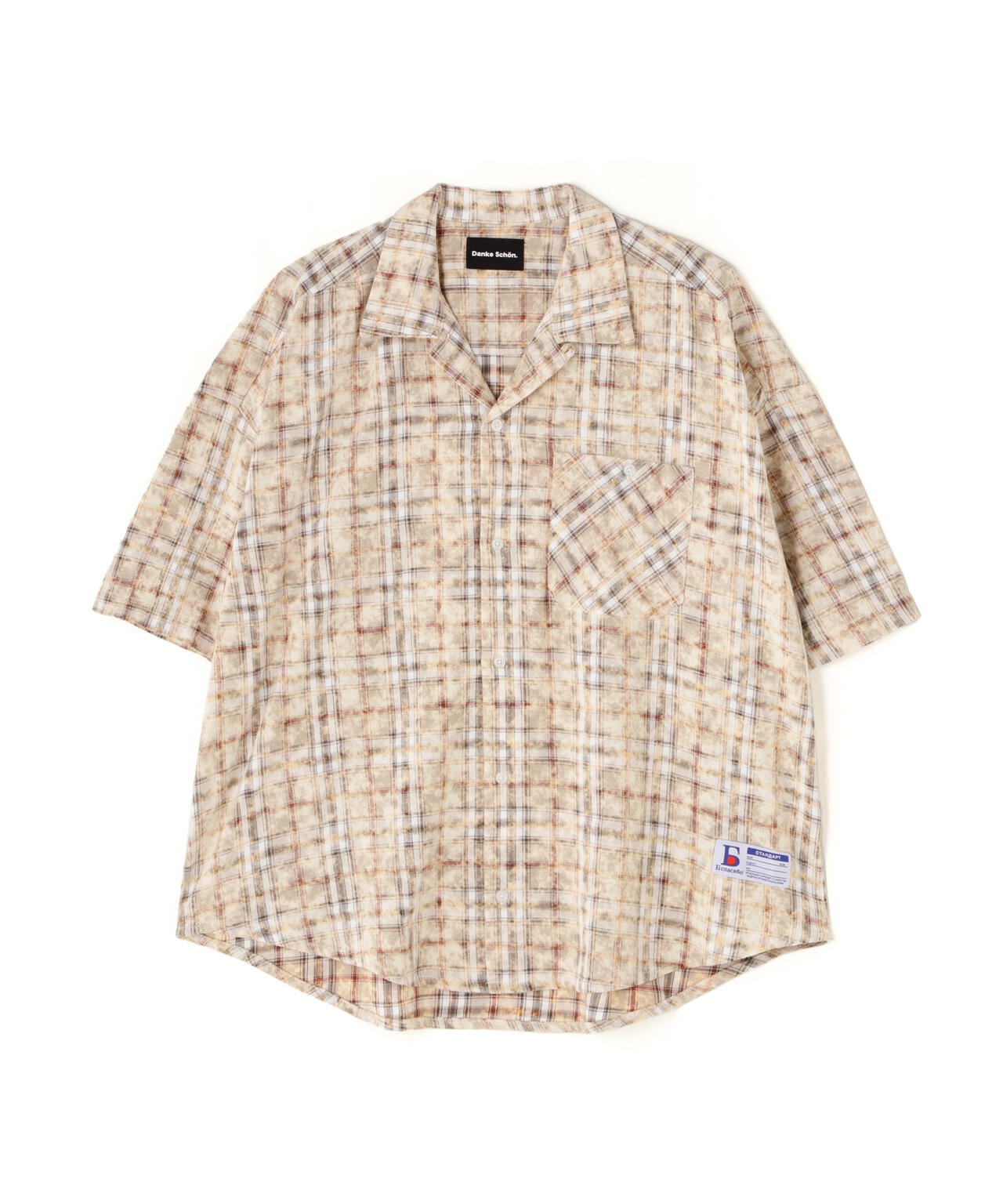 【WEB&DEPOT限定】DankeSchon/ダンケシェーン/BLEACH CHECK OPEN COLLER SHIRTS