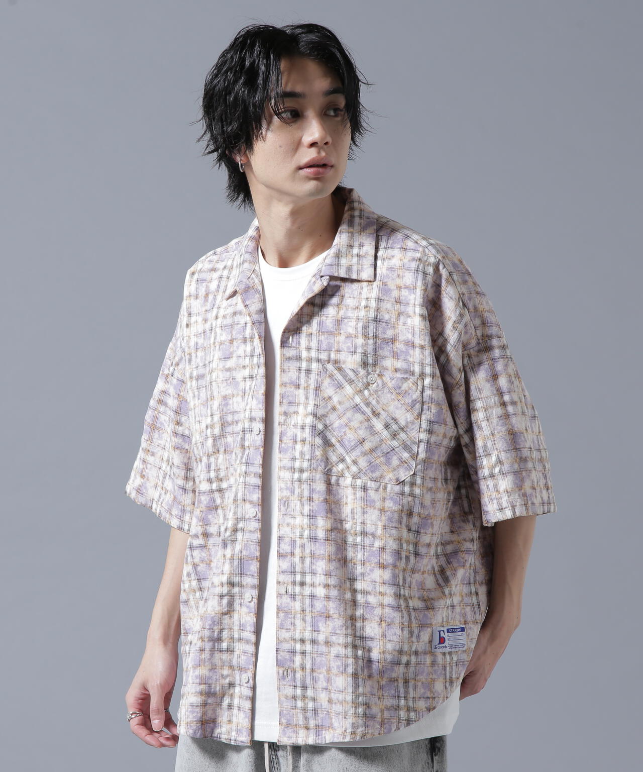 【WEB&DEPOT限定】DankeSchon/ダンケシェーン/BLEACH CHECK OPEN COLLER SHIRTS