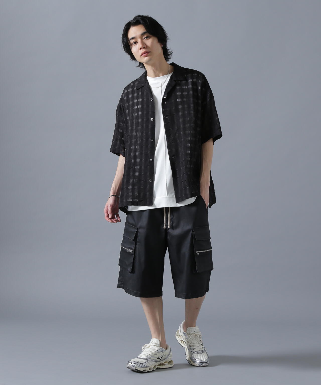 DankeSchon/ダンケシェーン/SHEER CHECK JACQUARED S/S SHIRTS