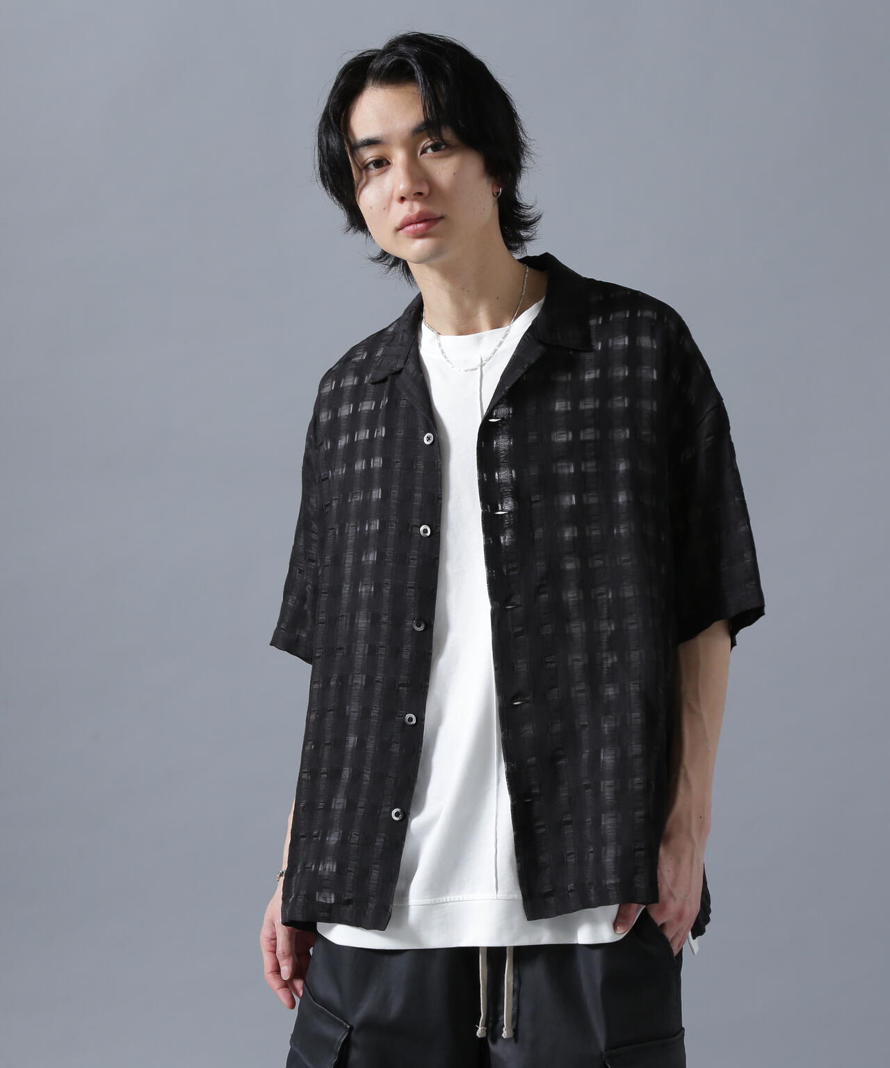 DankeSchon/ダンケシェーン/SHEER CHECK JACQUARED S/S SHIRTS