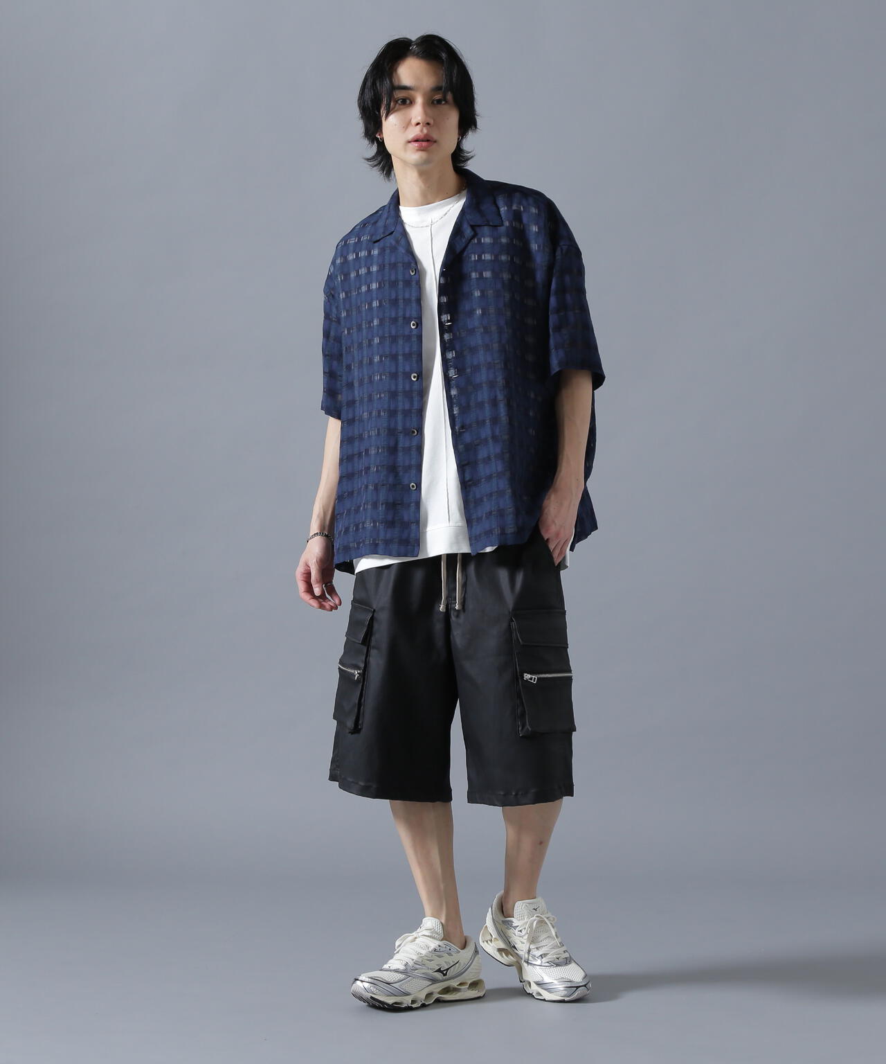 DankeSchon/ダンケシェーン/SHEER CHECK JACQUARED S/S SHIRTS