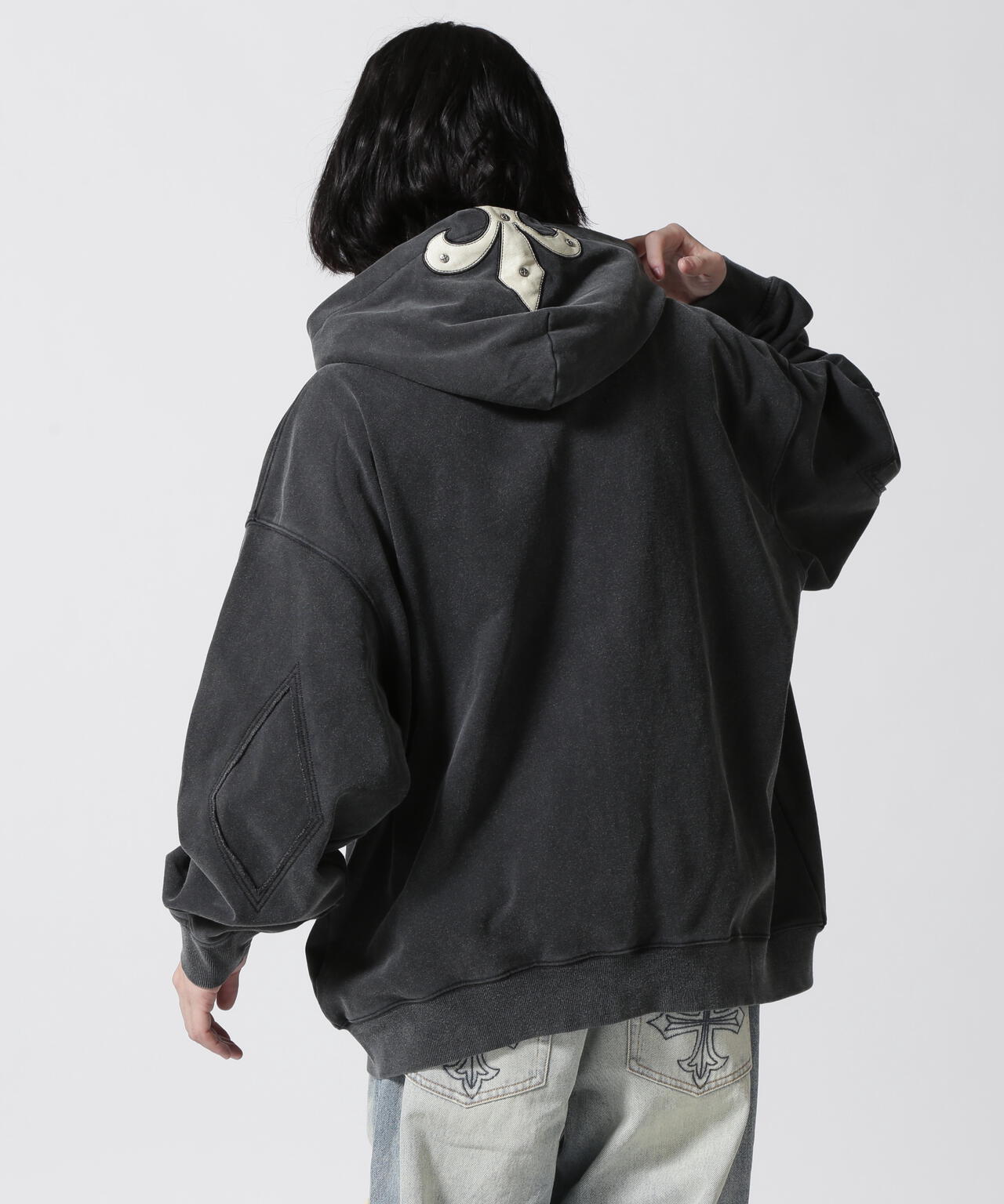 SUPPLIER/【LHP EXCLUSIVE】FLEUR LEATHER PATCH ZIP HOODIE