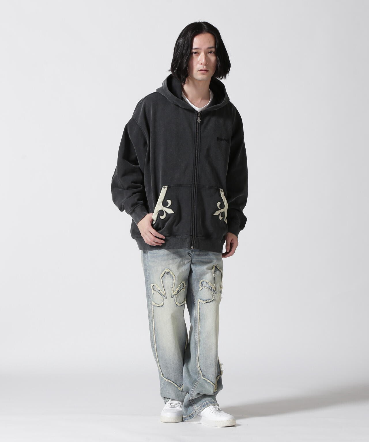 SUPPLIER/【LHP EXCLUSIVE】FLEUR LEATHER PATCH ZIP HOODIE