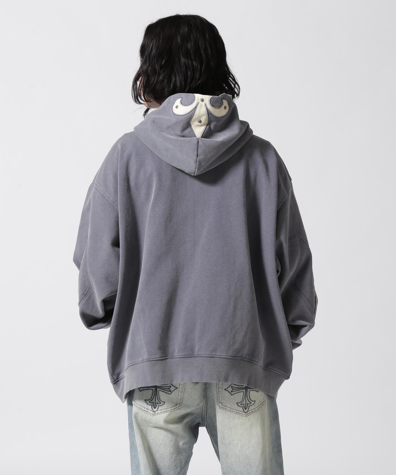 SUPPLIER/【LHP EXCLUSIVE】FLEUR LEATHER PATCH ZIP HOODIE