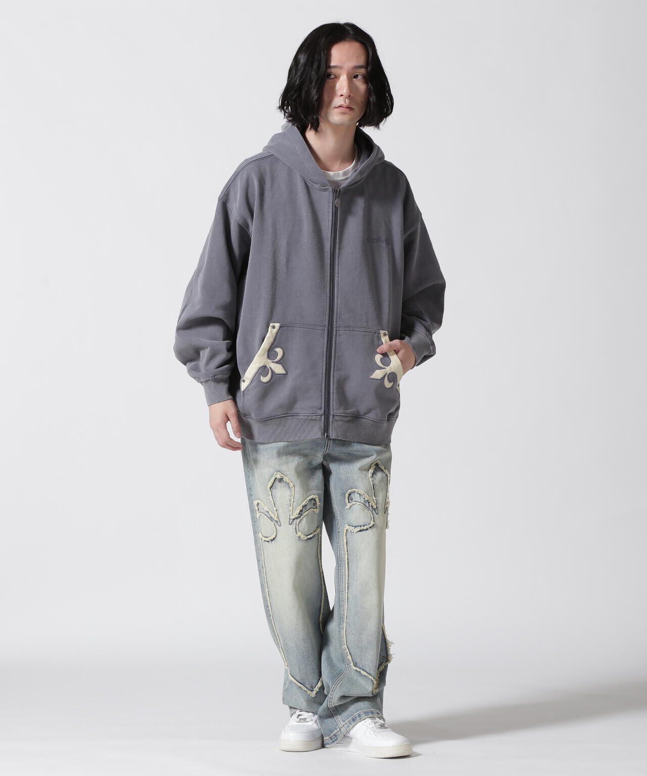 SUPPLIER/【LHP EXCLUSIVE】FLEUR LEATHER PATCH ZIP HOODIE