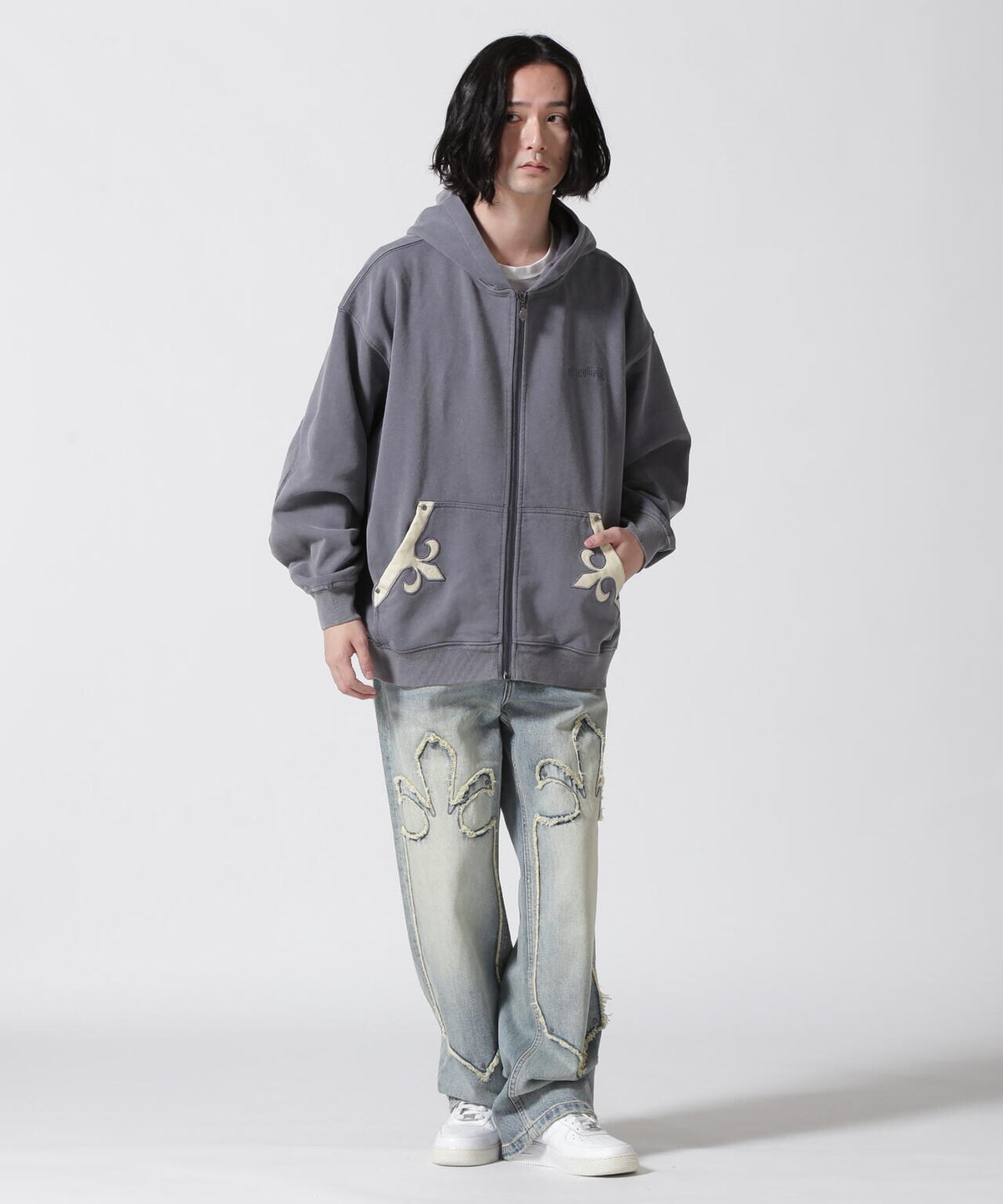 SUPPLIER/【LHP EXCLUSIVE】FLEUR LEATHER PATCH ZIP HOODIE