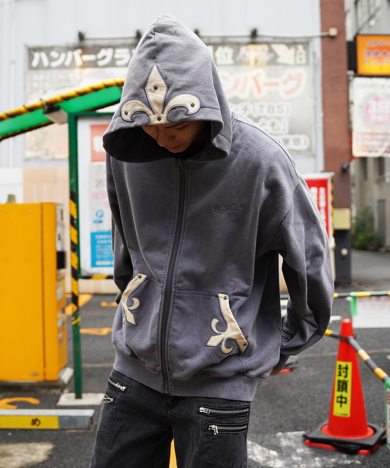 SUPPLIER/【LHP EXCLUSIVE】FLEUR LEATHER PATCH ZIP HOODIE