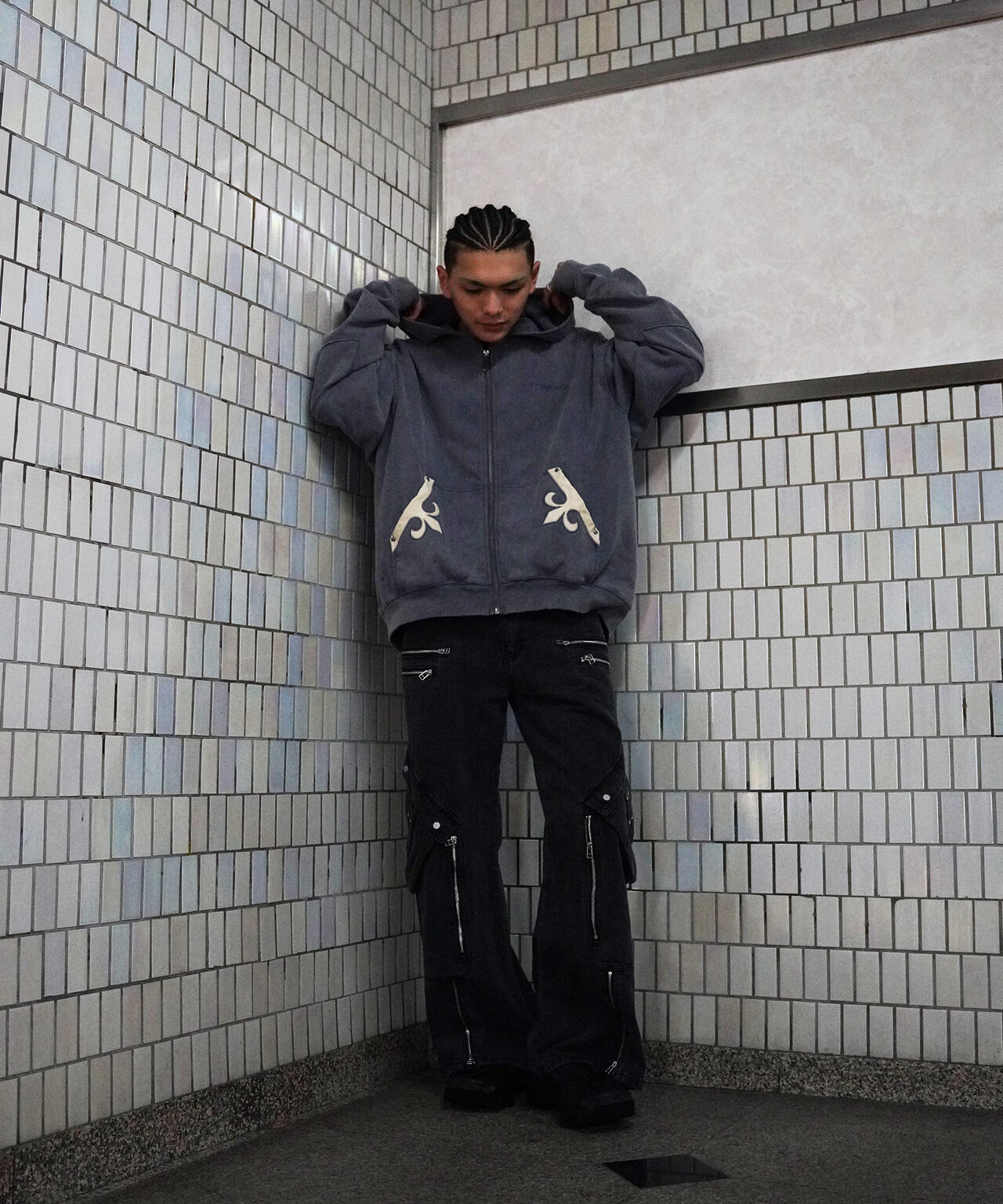 SUPPLIER/【LHP EXCLUSIVE】FLEUR LEATHER PATCH ZIP HOODIE