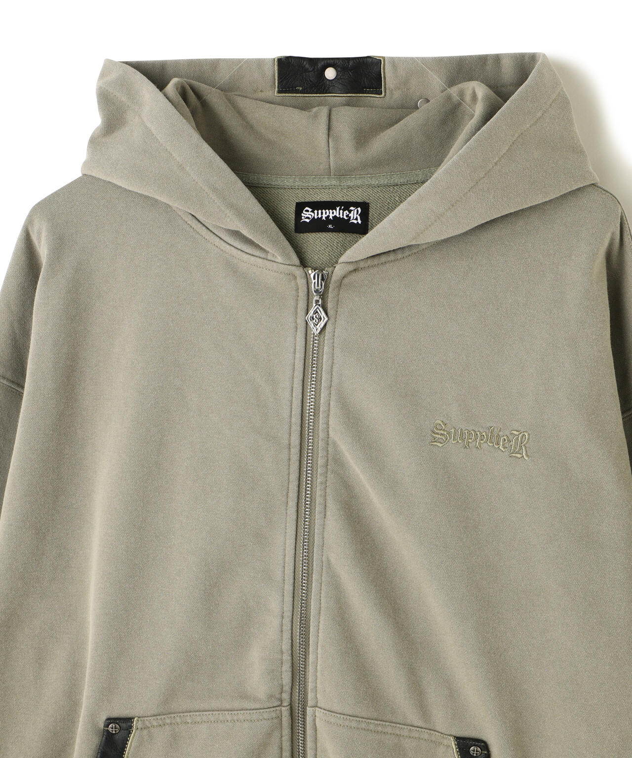 SUPPLIER/【LHP EXCLUSIVE】FLEUR LEATHER PATCH ZIP HOODIE
