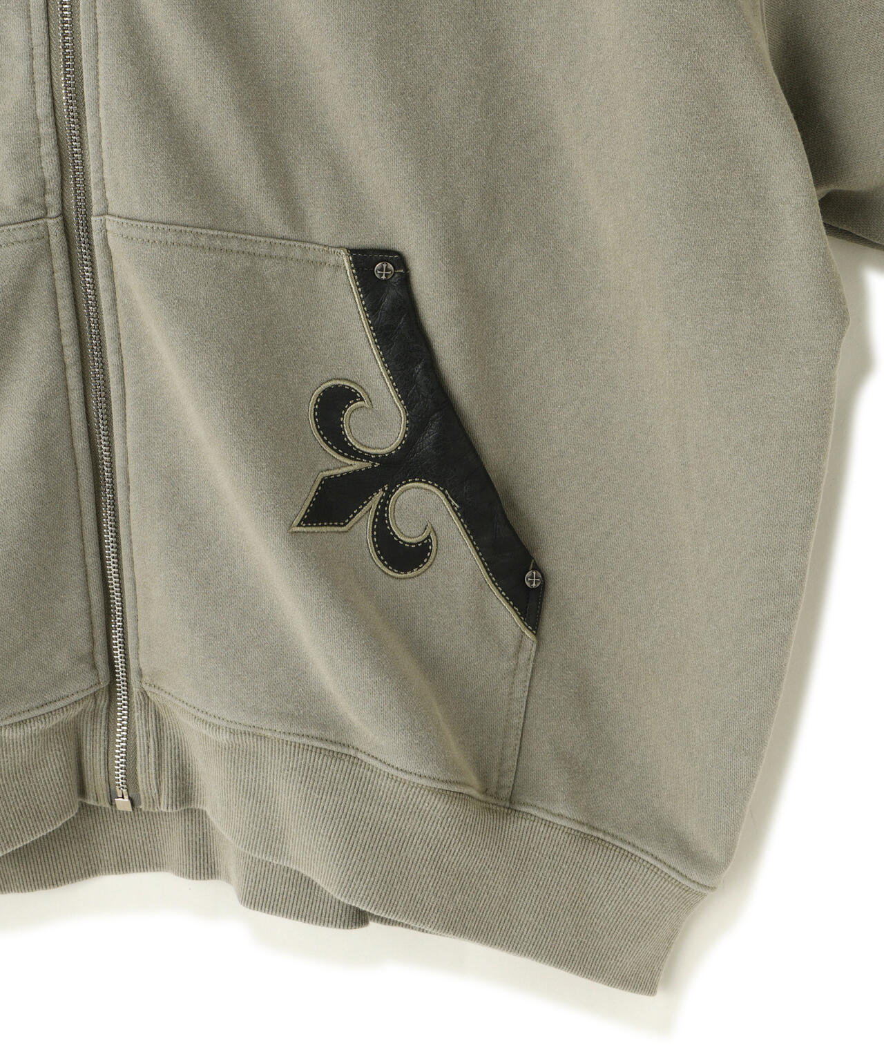 SUPPLIER/【LHP EXCLUSIVE】FLEUR LEATHER PATCH ZIP HOODIE