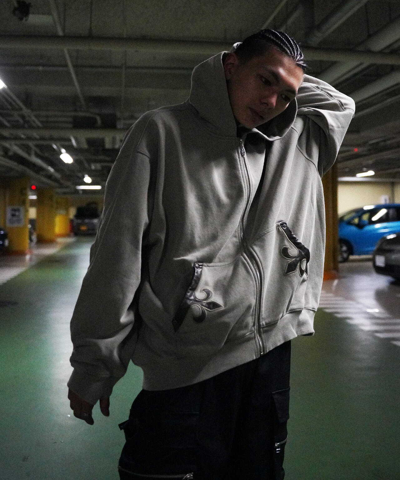 SUPPLIER/【LHP EXCLUSIVE】FLEUR LEATHER PATCH ZIP HOODIE