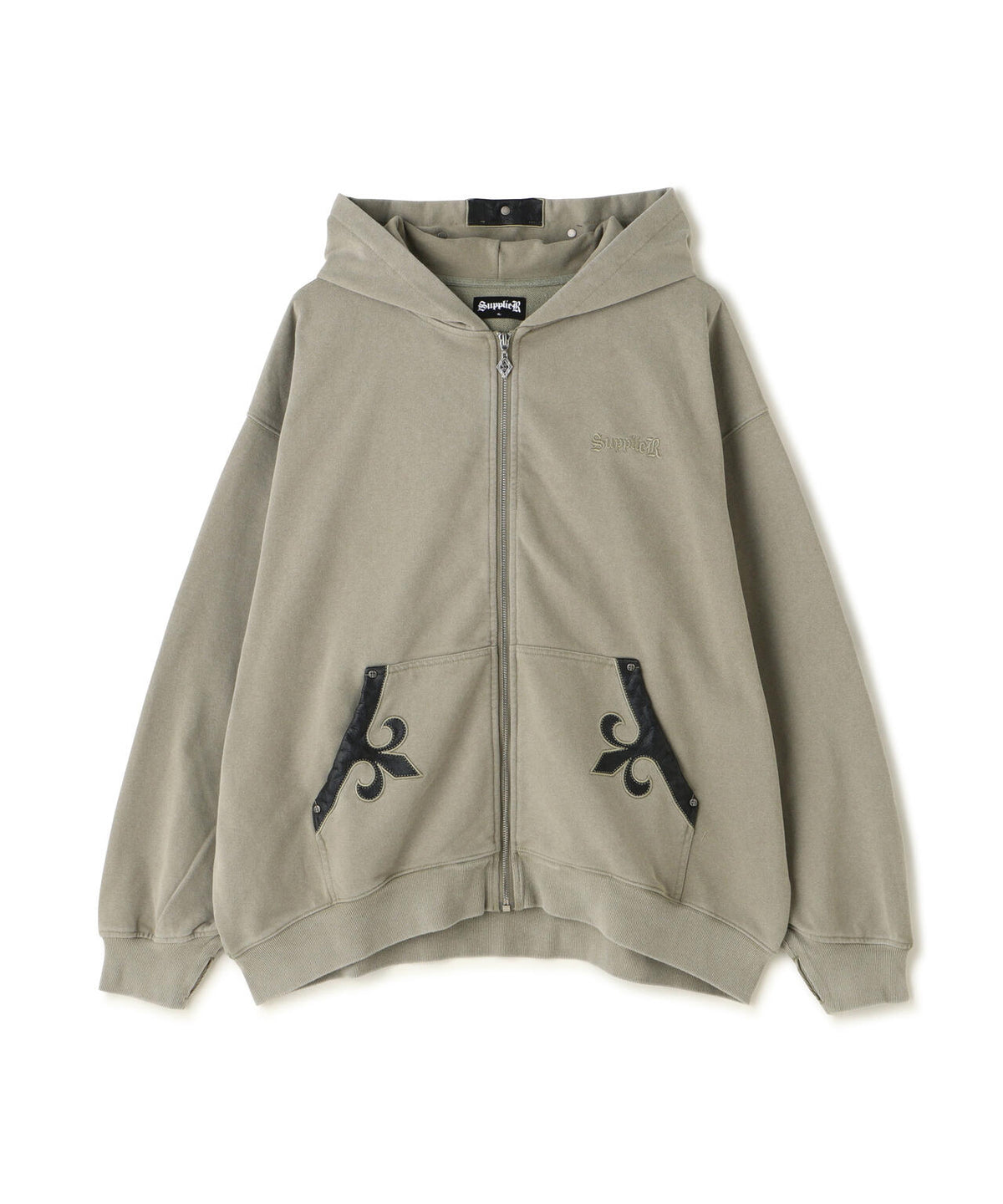 SUPPLIER/【LHP EXCLUSIVE】FLEUR LEATHER PATCH ZIP HOODIE