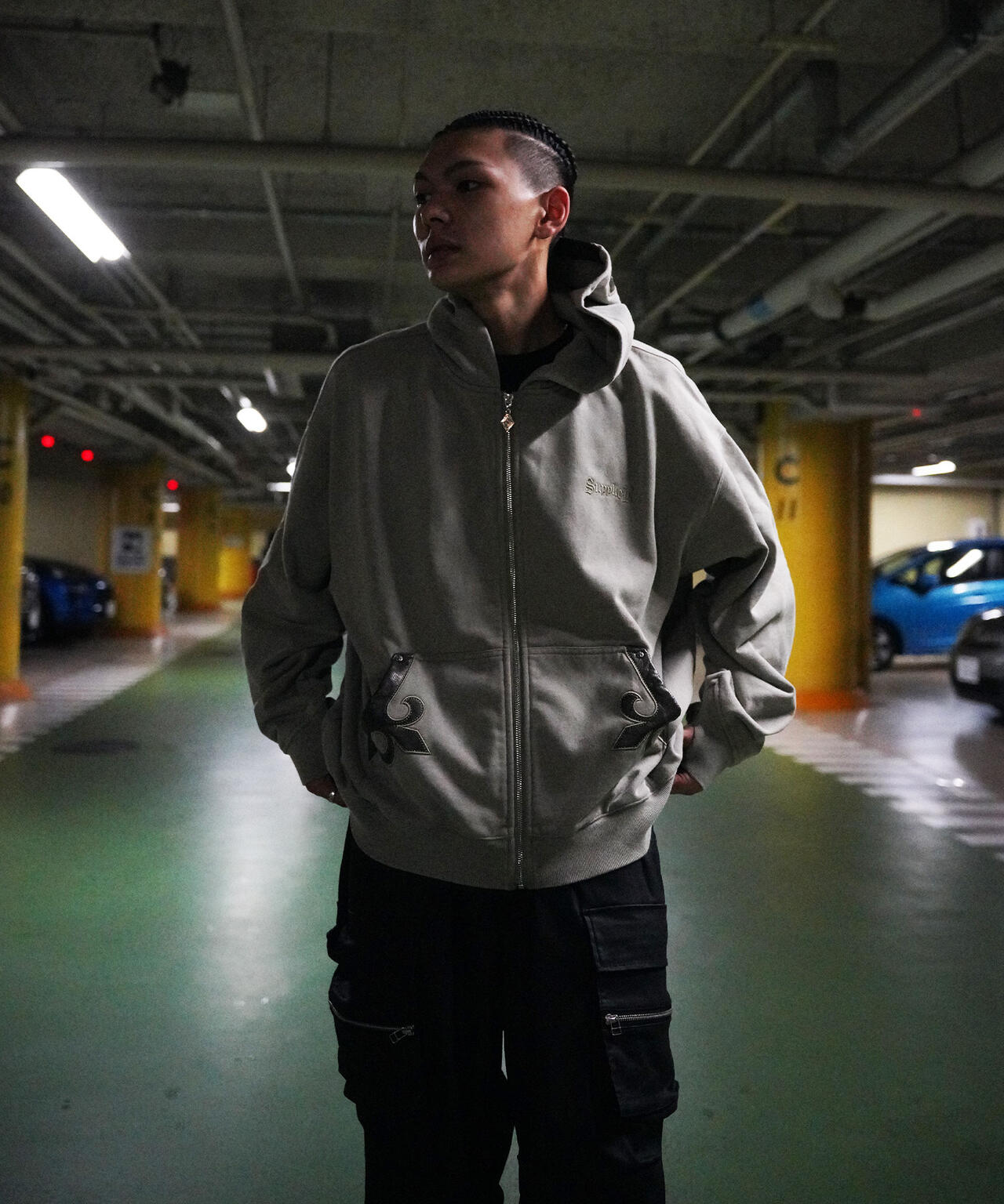 SUPPLIER/【LHP EXCLUSIVE】FLEUR LEATHER PATCH ZIP HOODIE