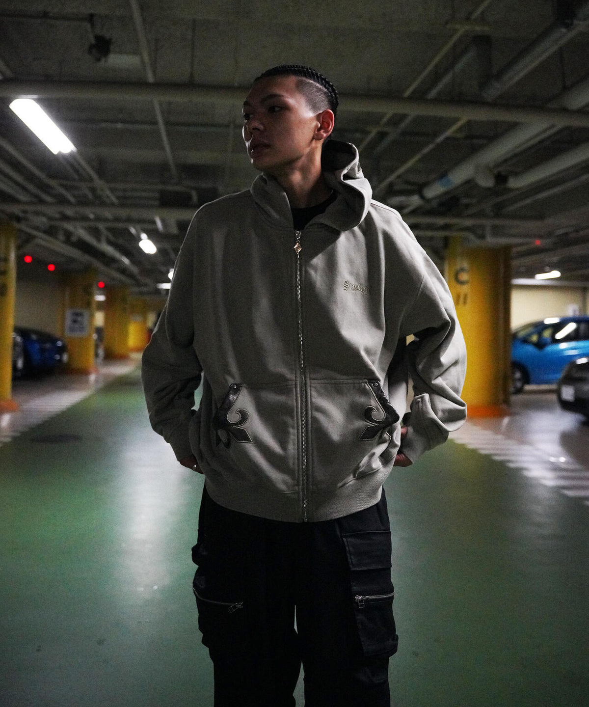 SUPPLIER/【LHP EXCLUSIVE】FLEUR LEATHER PATCH ZIP HOODIE