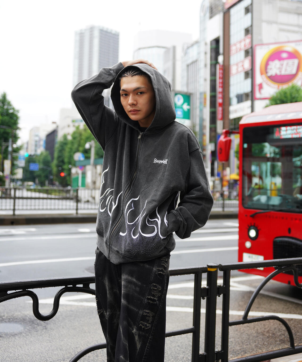 SUPPLIER【LHP WEB限定】FIRE PATTERN RHINESTONE ZIP