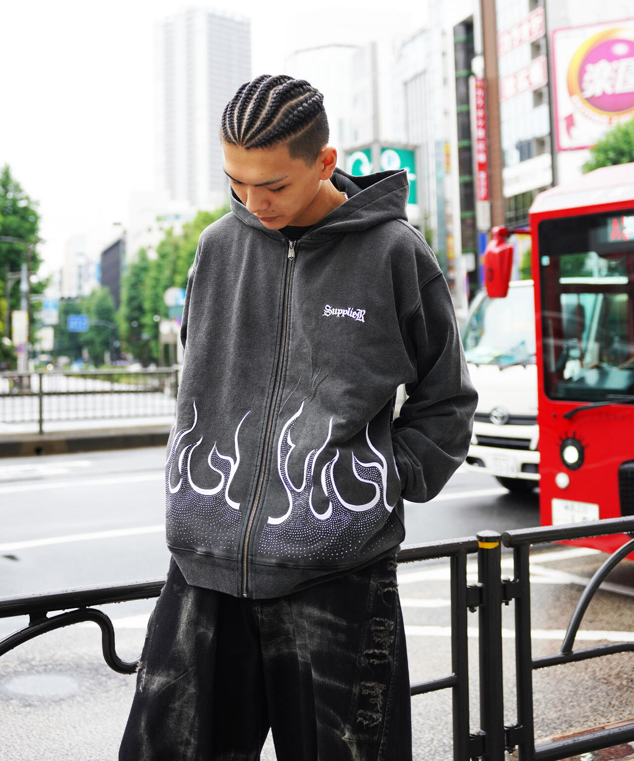 SUPPLIER【LHP WEB限定】FIRE PATTERN RHINESTONE ZIP