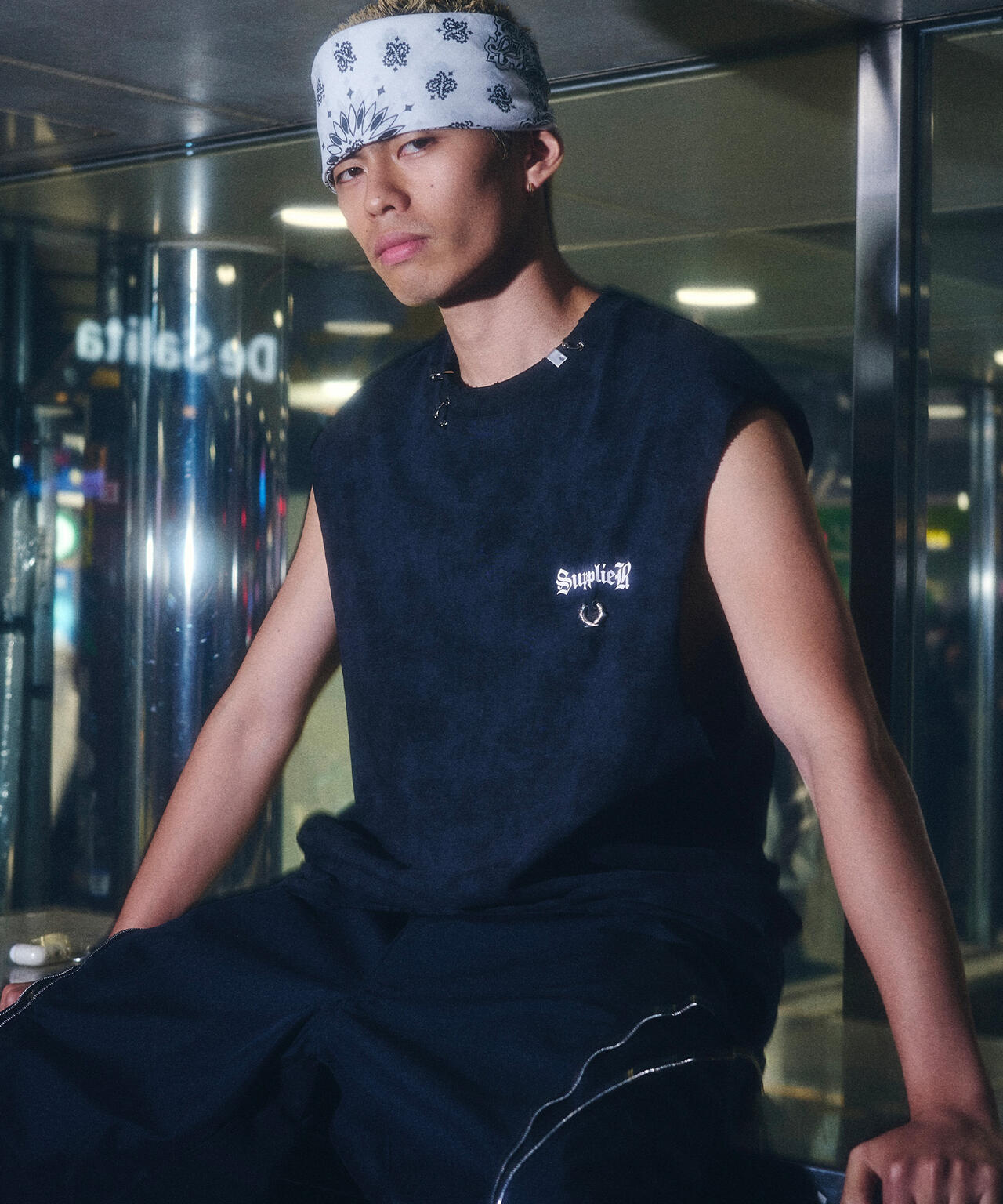 SUPPLIER/サプライヤー/【LHP EXCLUSIVE】DAMAGE PIERCED CROSS NOSLEEVE