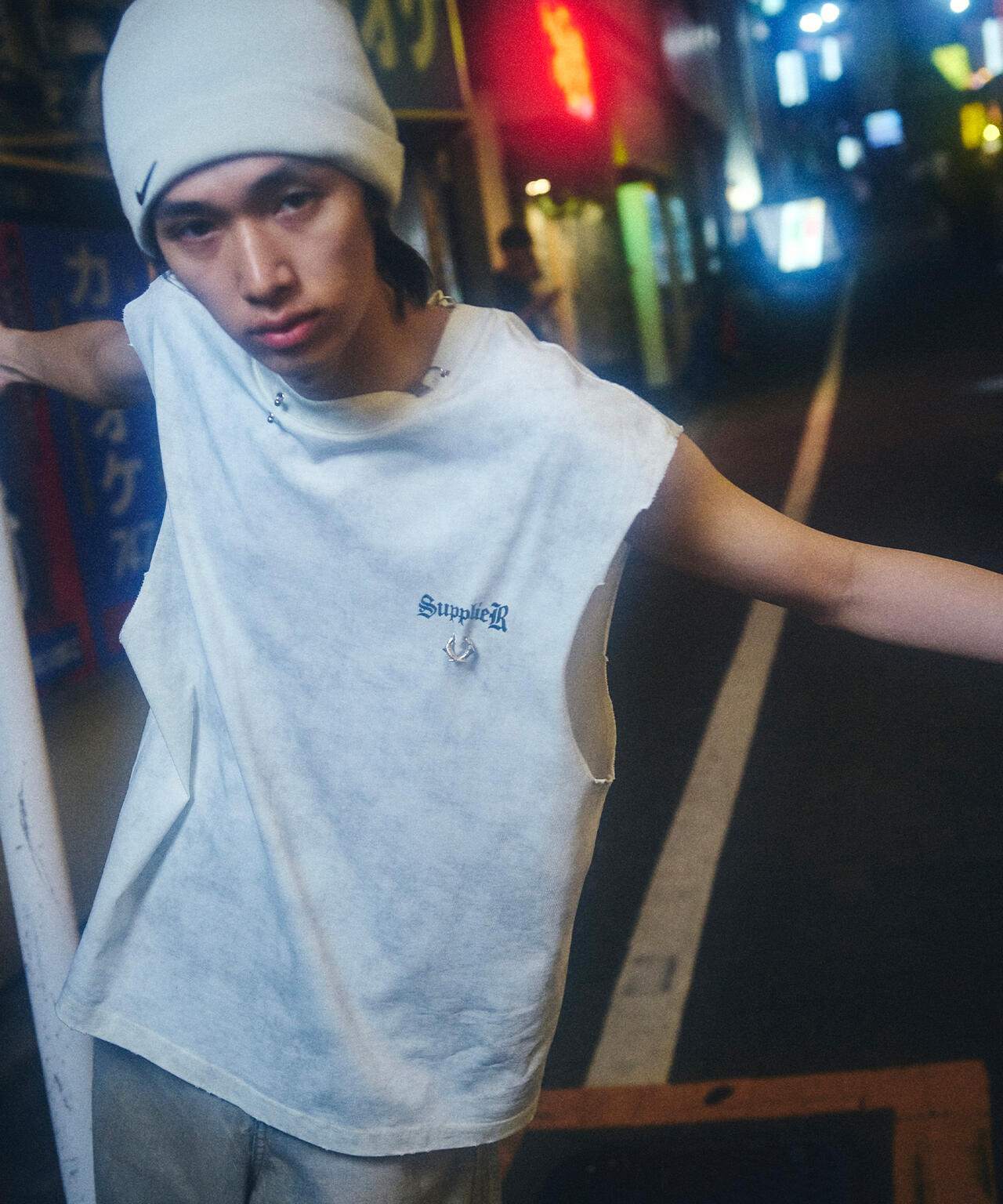 SUPPLIER/サプライヤー/【LHP EXCLUSIVE】DAMAGE PIERCED CROSS NOSLEEVE