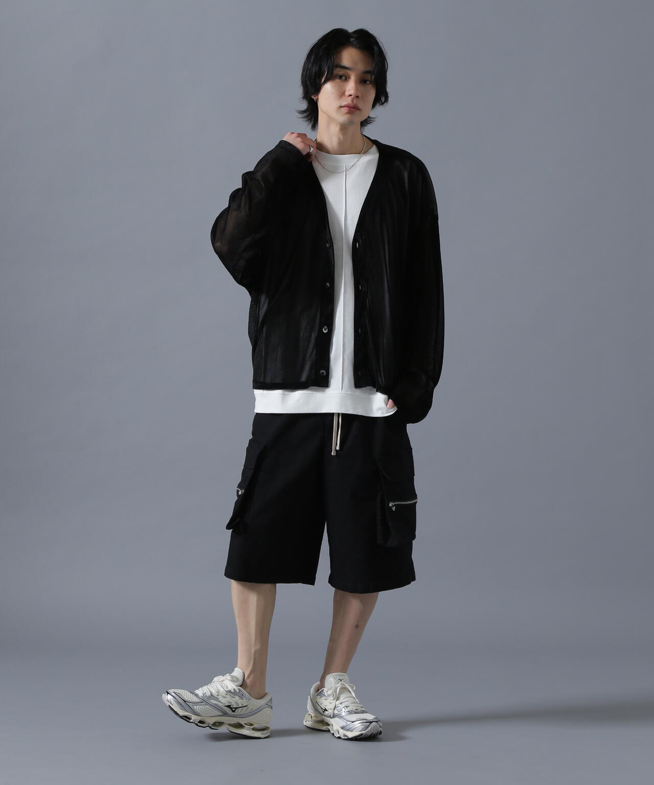 DankeSchon/ダンケシェーン/MESH VELOR CARDIGAN