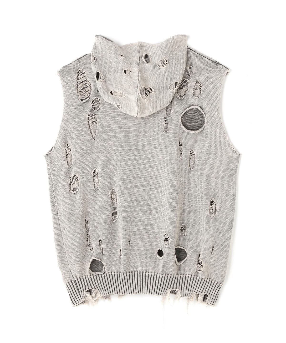 DankeSchon/ダンケシェーン/PIGMENT DAMAGE KNIT NOSLEEVE HOODIE