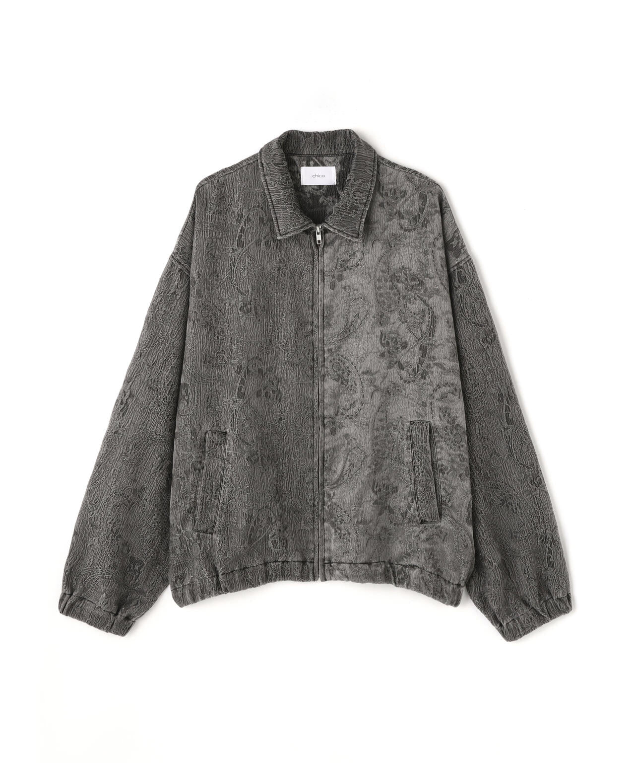 Chica/チカ/FLORAL JAQUARD PIGMENT BOMBER JACKET
