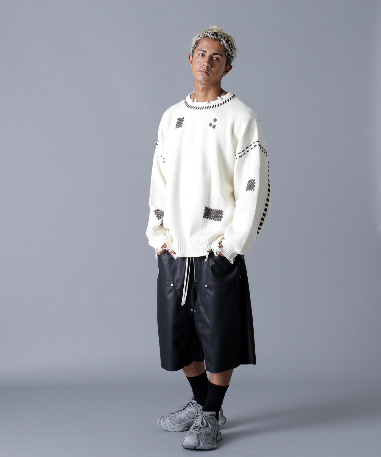 DankeSchon/ダンケシェーン/PULEATHER W-KNEE SHORTS