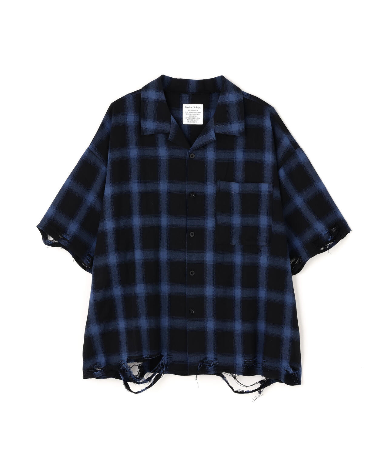DankeSchon/ダンケシェーン/OMBRE CHECK DAMEGE S/S SHIRTS