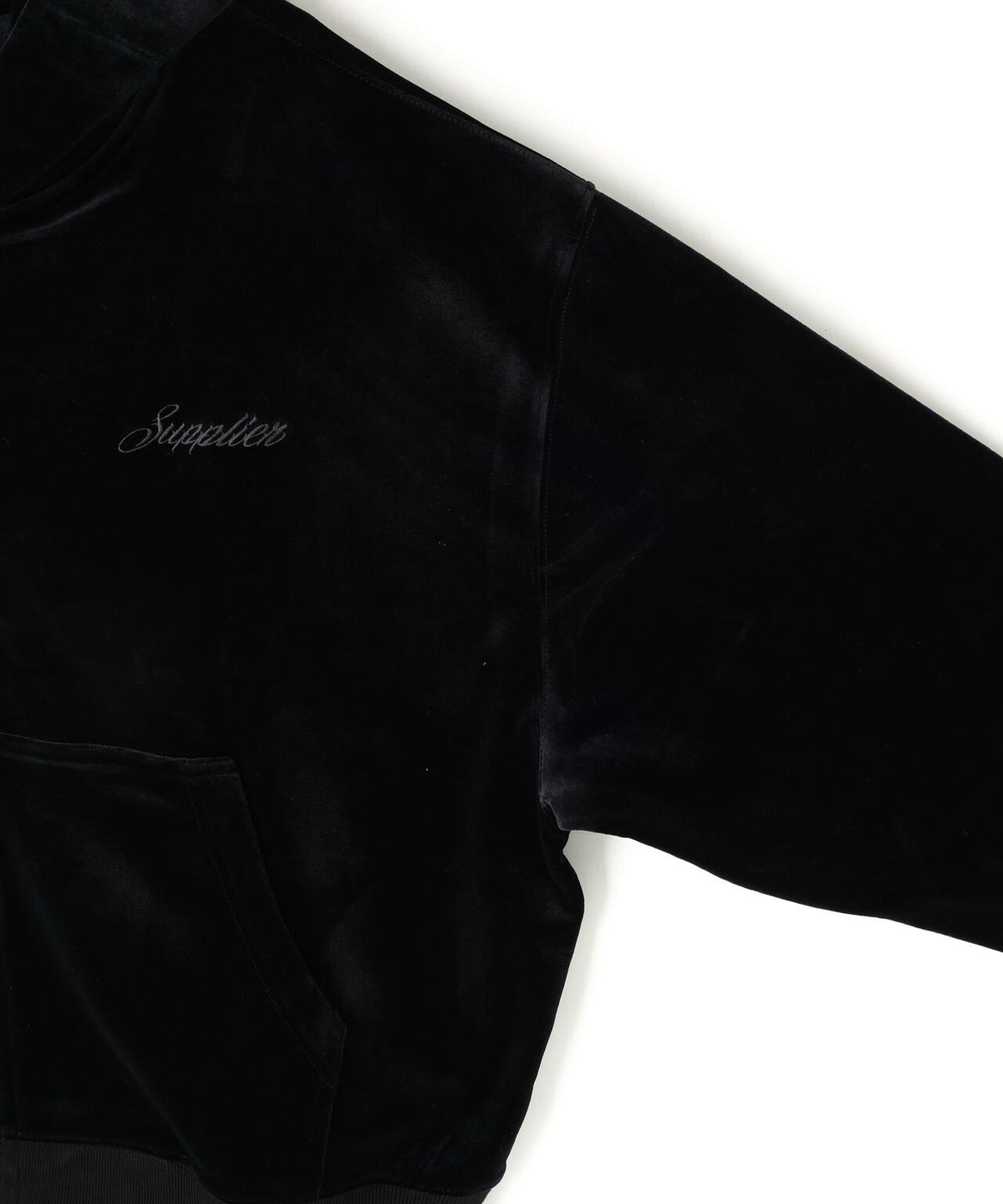 SUPPLIER/サプライヤー/CROSS RHINESTONE VELOUR ZIP HOODIE