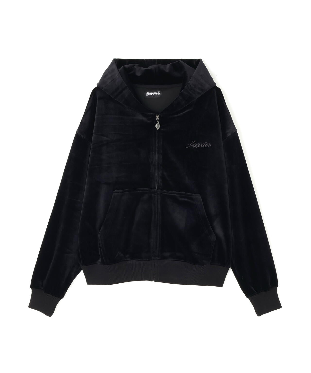 SUPPLIER/サプライヤー/CROSS RHINESTONE VELOUR ZIP HOODIE
