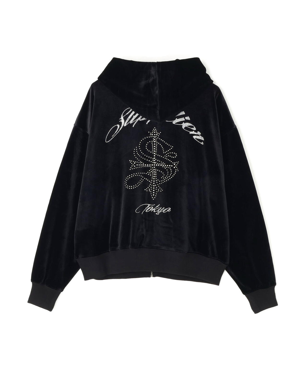 SUPPLIER/サプライヤー/CROSS RHINESTONE VELOUR ZIP HOODIE