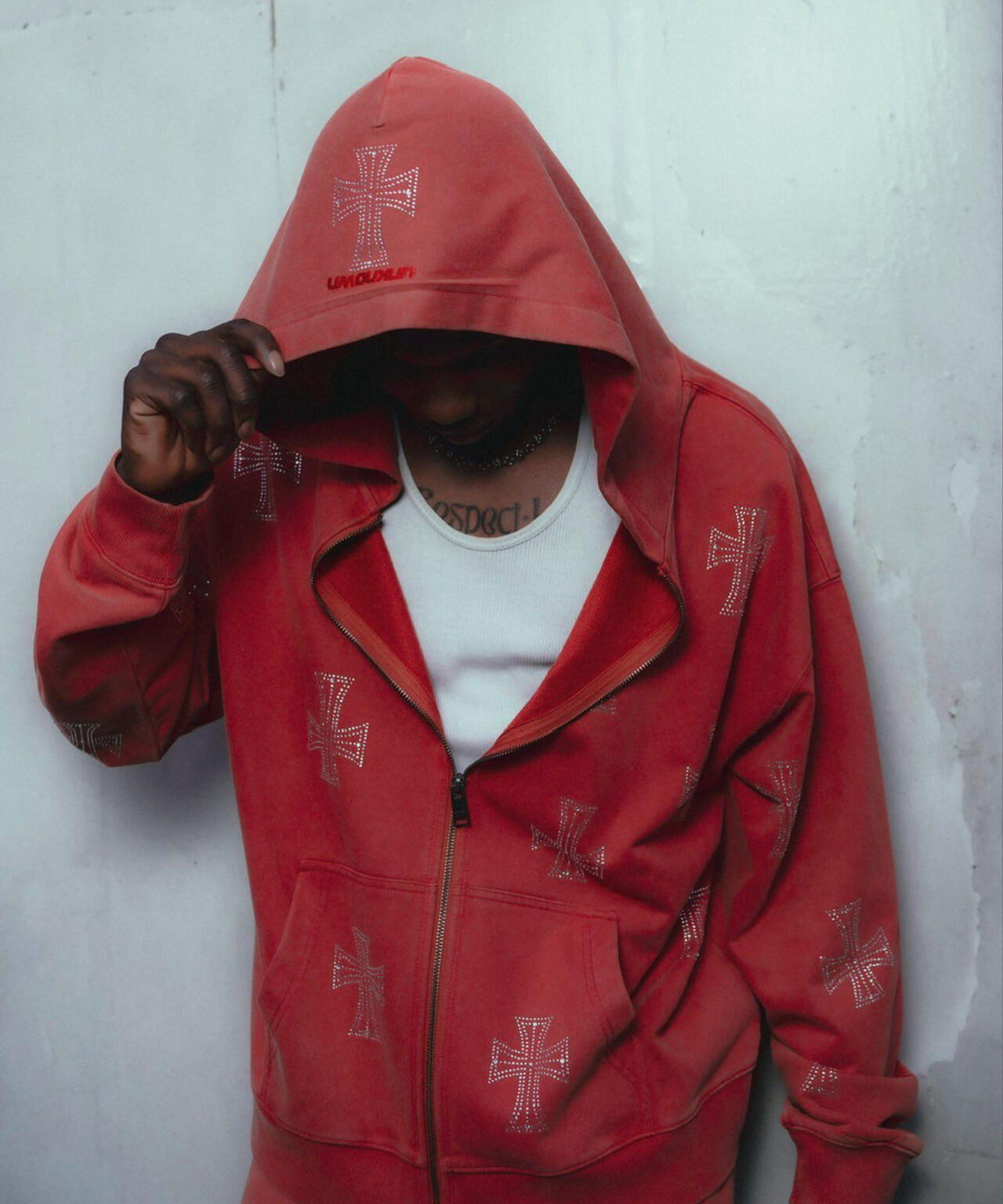 UNKNOWNLONDON/アンノウンロンドン/OUTLINE RHINESTONE HOODIE