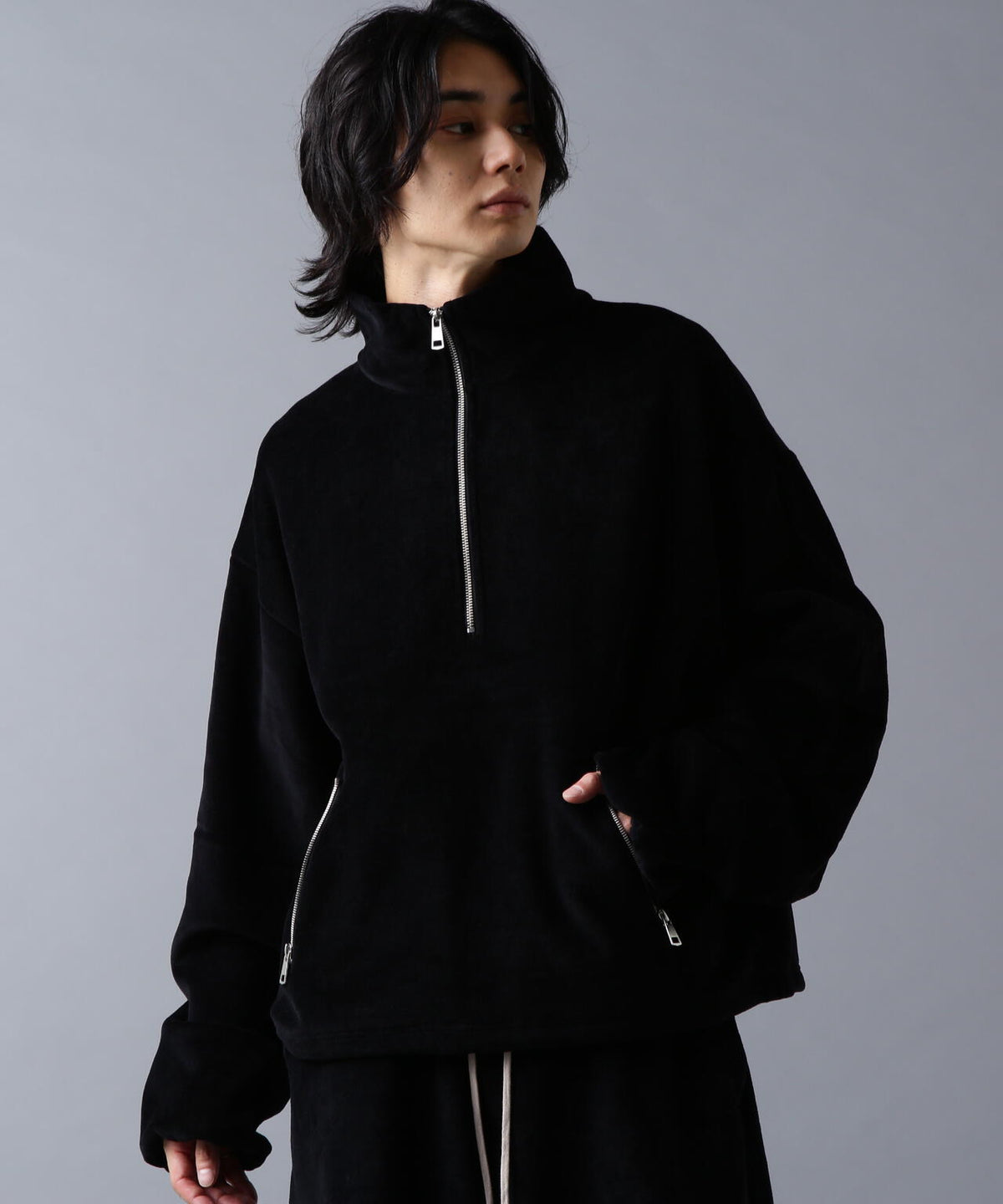 DankeSchon/ダンケシェーン/W-FACE VELOUR HALF ZIP STAND