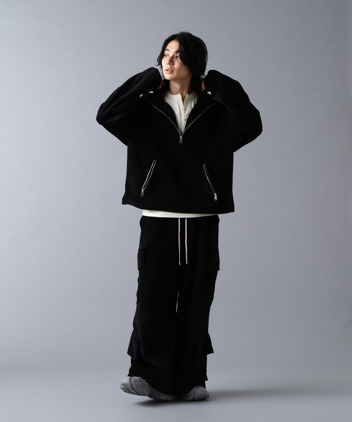 DankeSchon/ダンケシェーン/W-FACE VELOUR HALF ZIP STAND