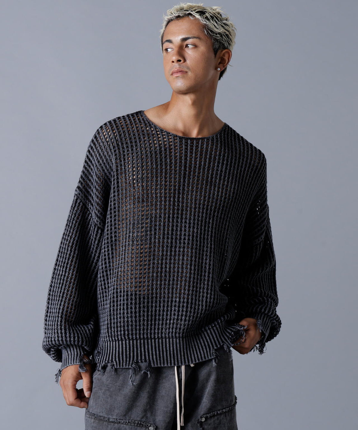 DankeSchon/ダンケシェーン/CHEMICAL MESH KNIT CREWNECK