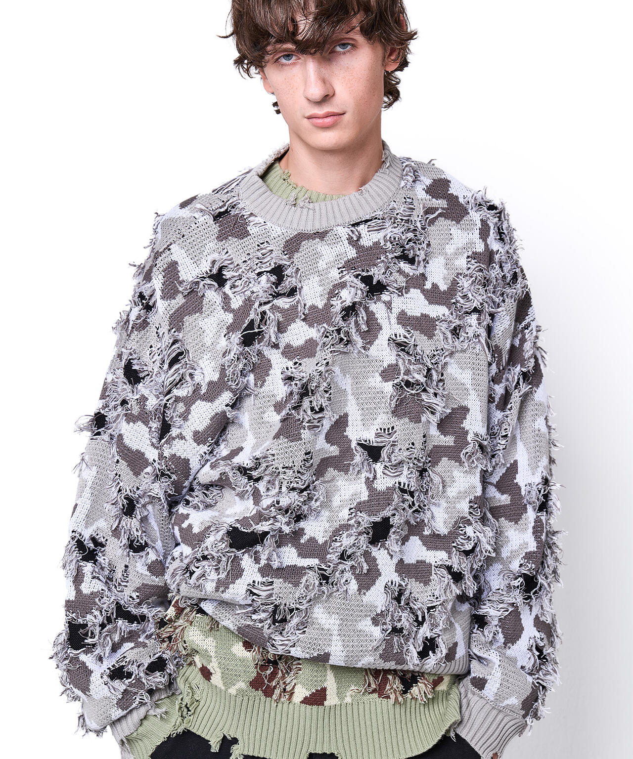 DankeSchon/ダンケシェーン/CAMO KNIT CREWNECK