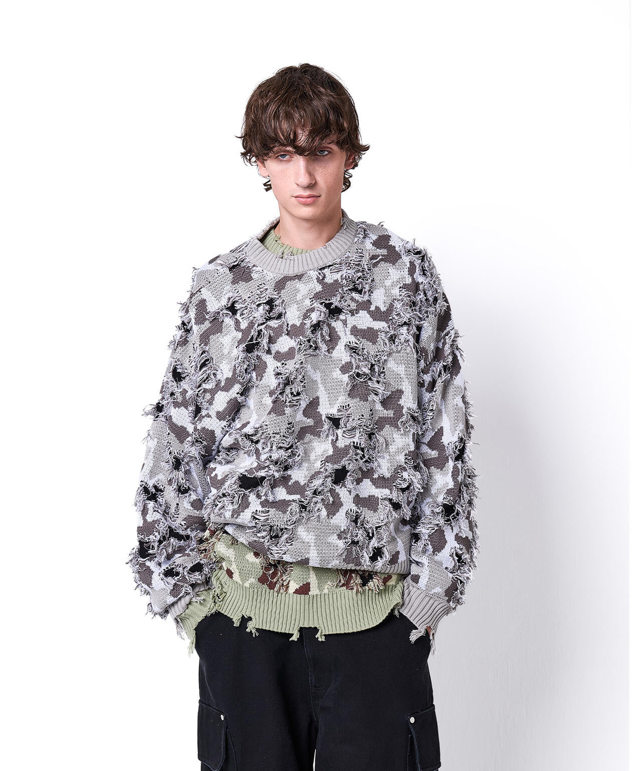 DankeSchon/ダンケシェーン/CAMO KNIT CREWNECK