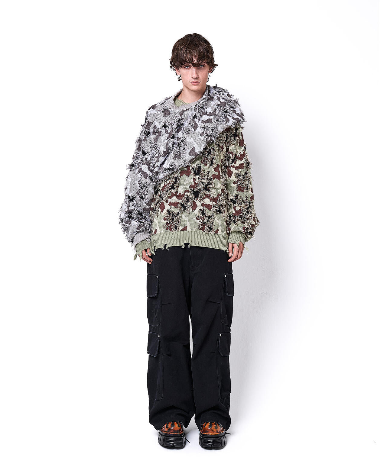 DankeSchon/ダンケシェーン/CAMO KNIT CREWNECK