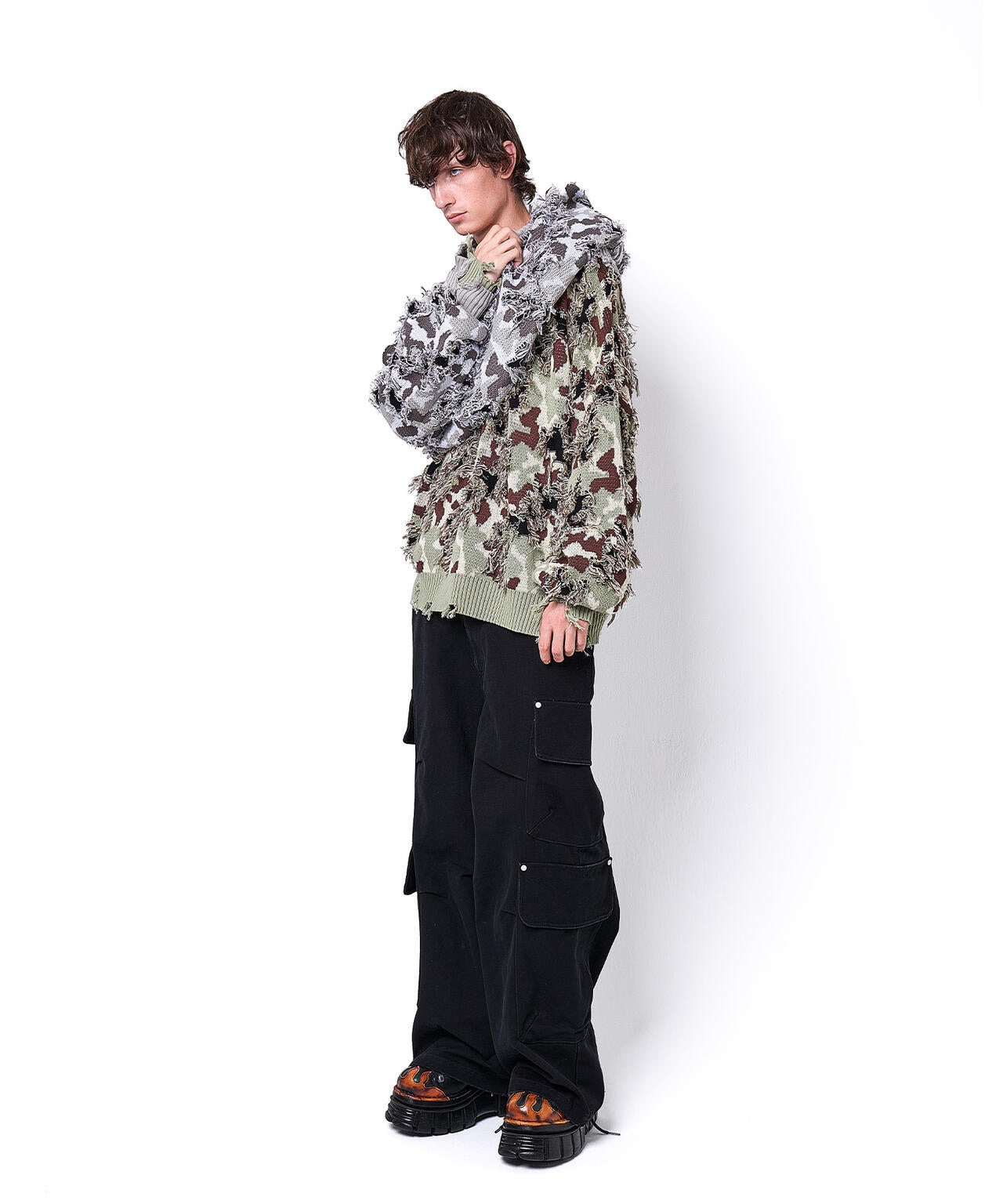 DankeSchon/ダンケシェーン/CAMO KNIT CREWNECK