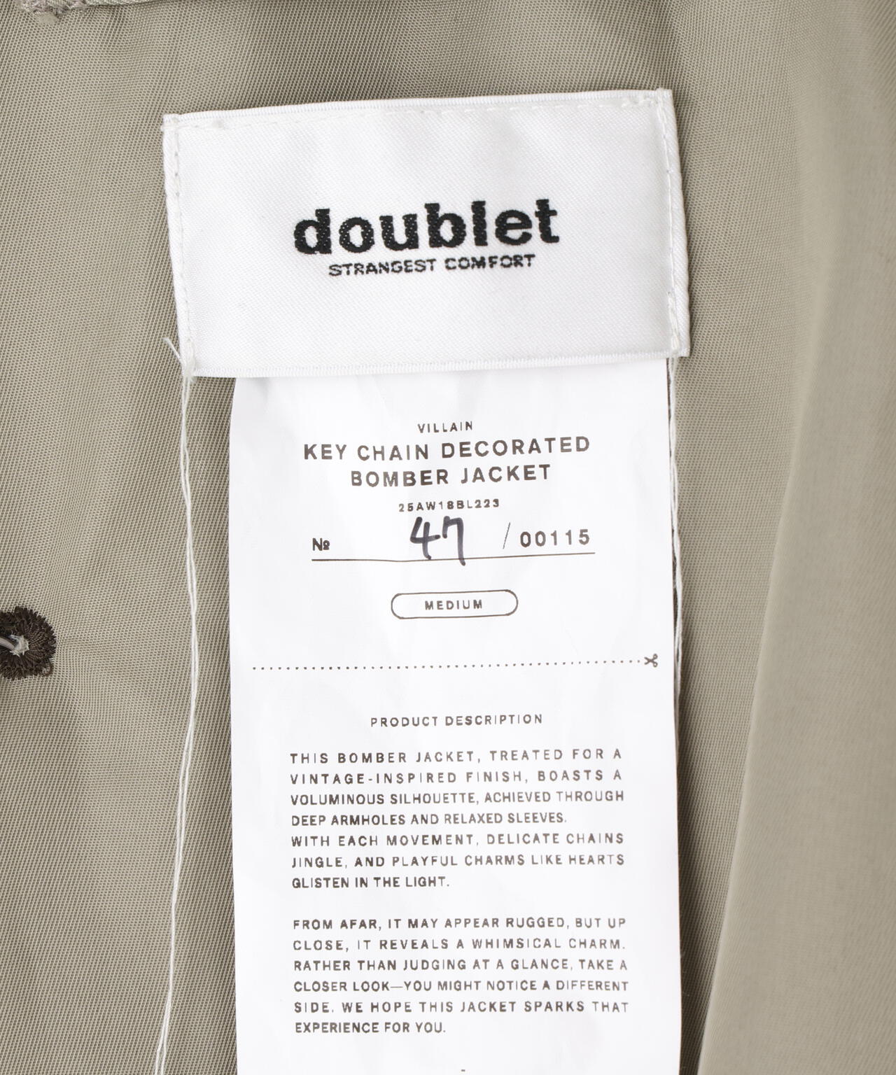 doublet/ダブレット/KEY CHAIN DECORATED BOMBER JACKET