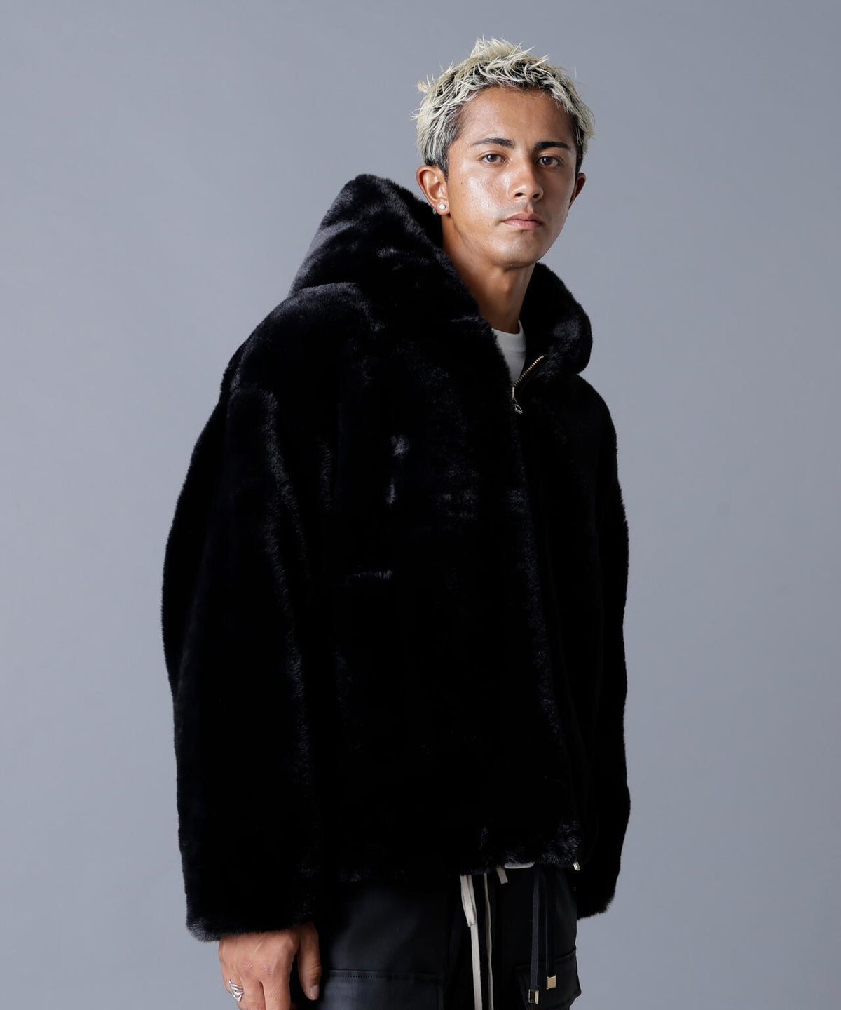DankeSchon/ダンケシェーン/ECO FUR HOOD BLOUSON BLACK