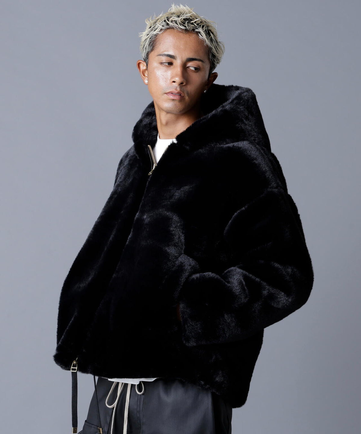 DankeSchon/ダンケシェーン/ECO FUR HOOD BLOUSON BLACK