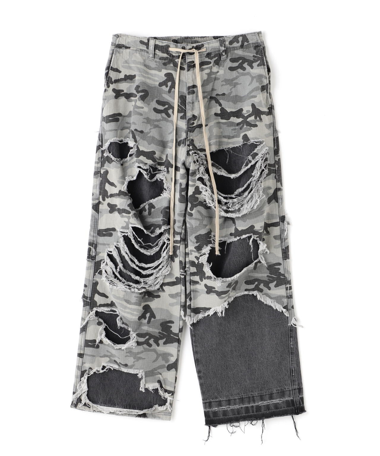 DankeSchon/ダンケシェーン/LAYER CAMO&DENIM BAGGY PANTS