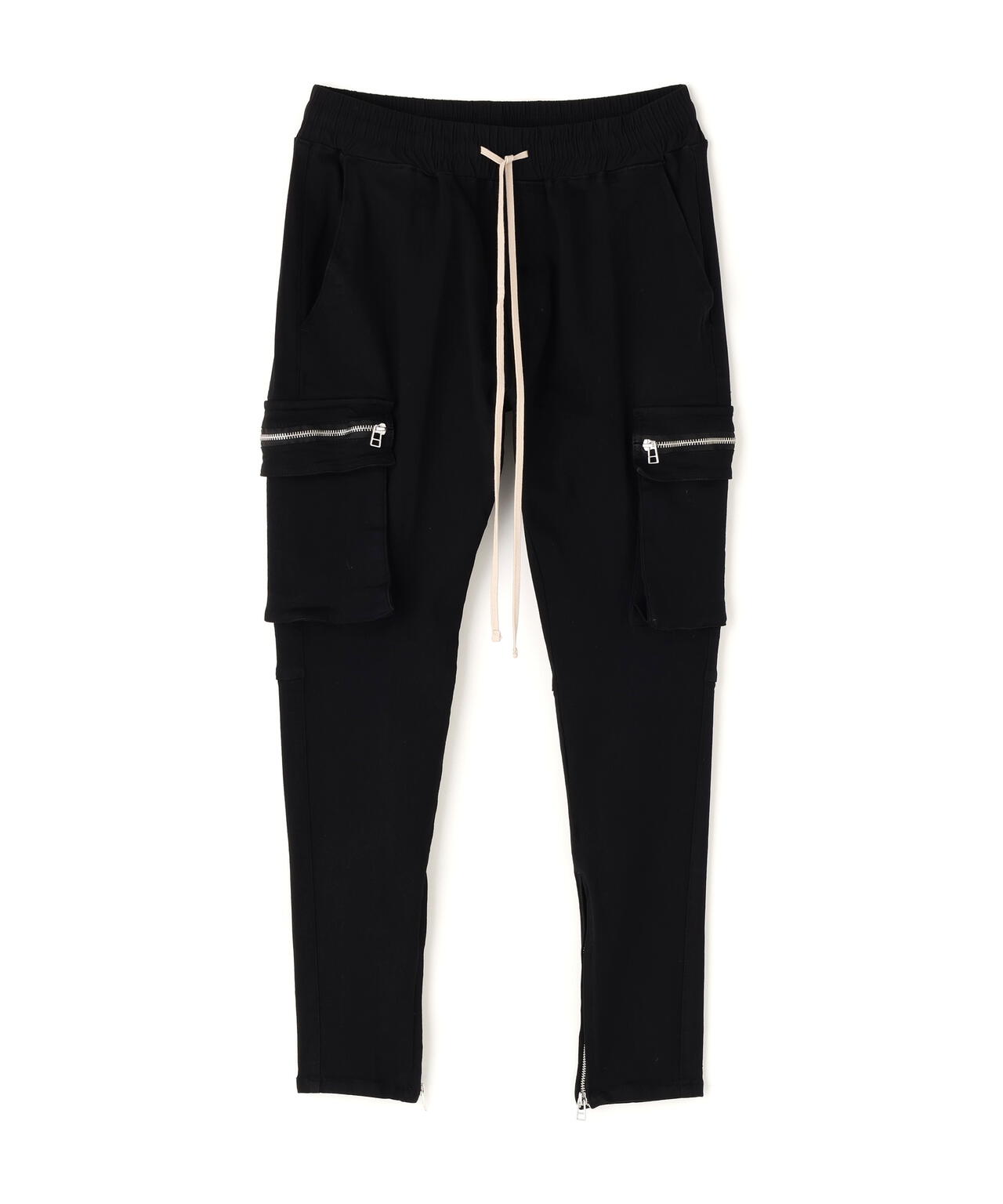 DankeSchon/ダンケシェーン/PREMIUM SUPER STRETCH TC BLACK FLAP ZIP CARGO PANTS
